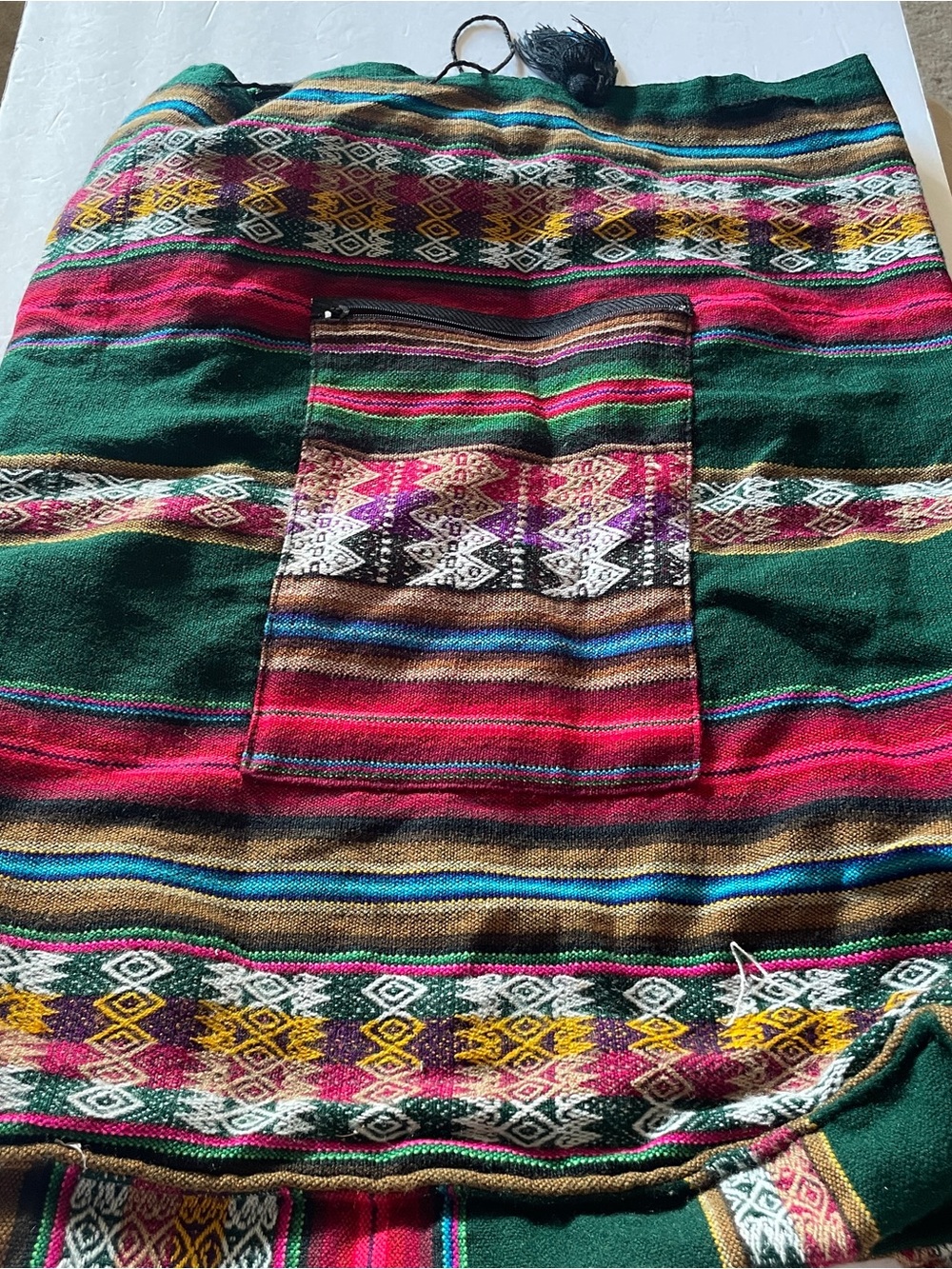 Guatamalan Green and Red Ethnic Pattern Backpack/Purse